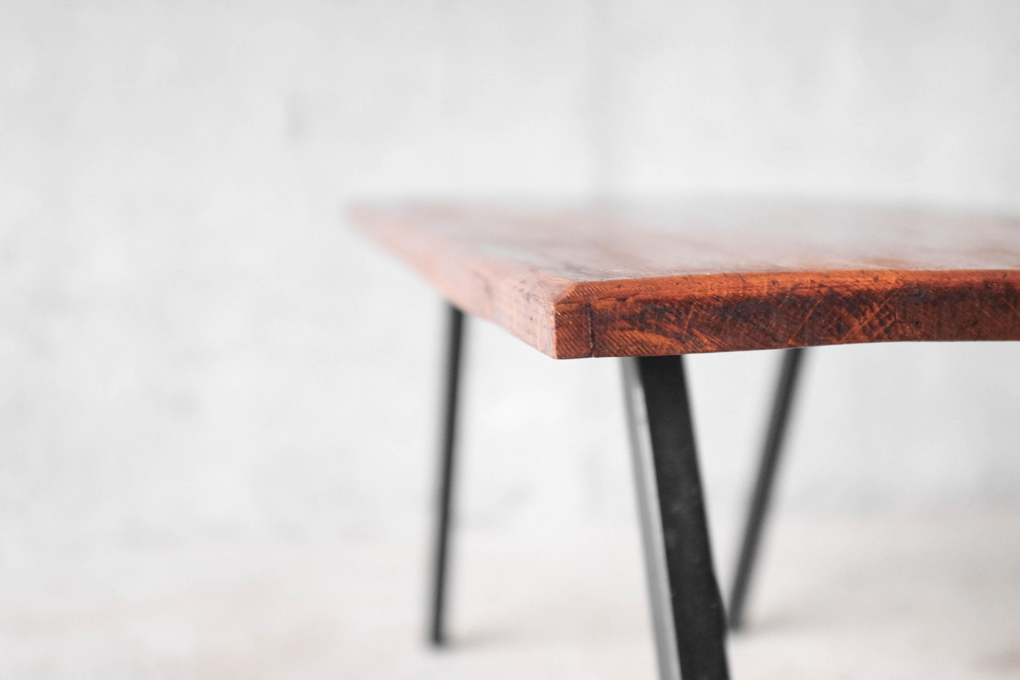 Solid wood coffee table and metal feet-1960