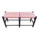 Two-seater straw bench, French rural style, wood and rush, early 20th century.