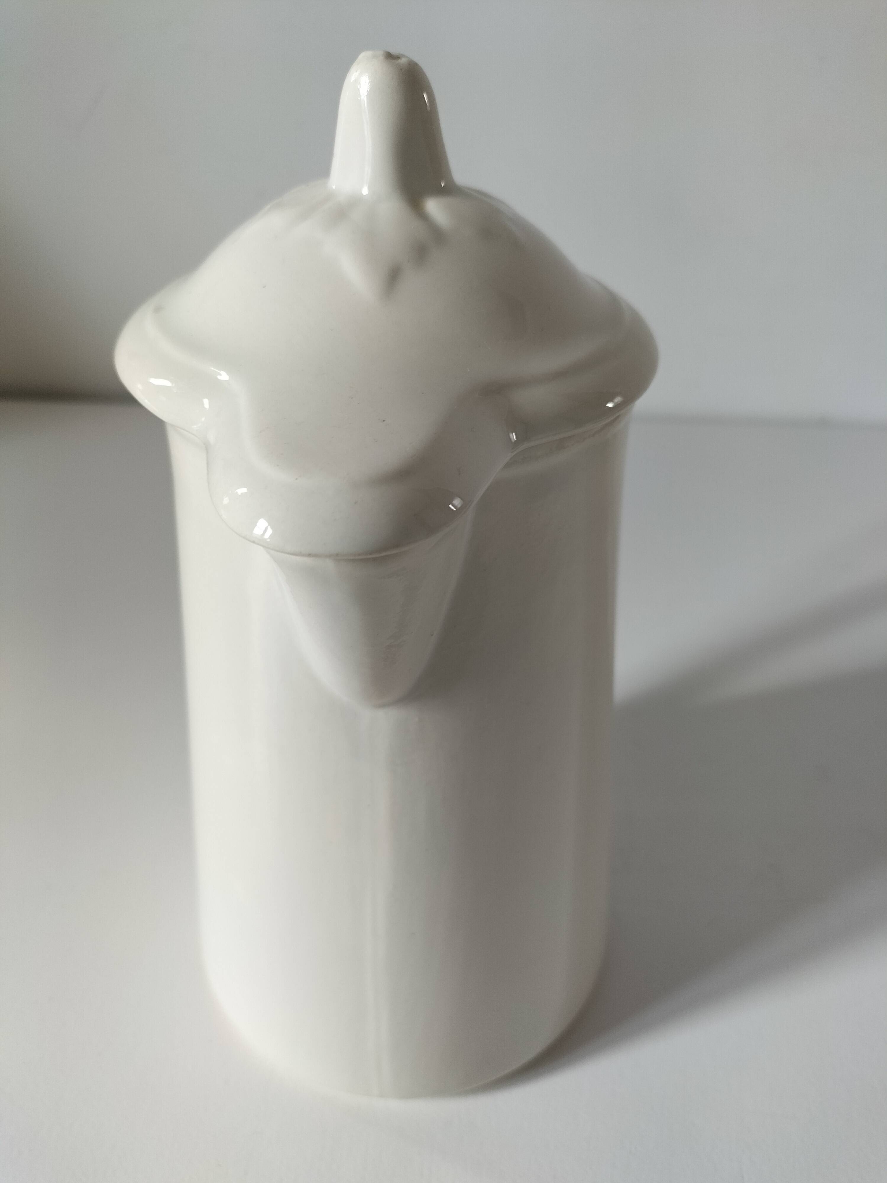 Chocolatière ancienne en faïence blanche Digoin Sarreguemines années 50-60