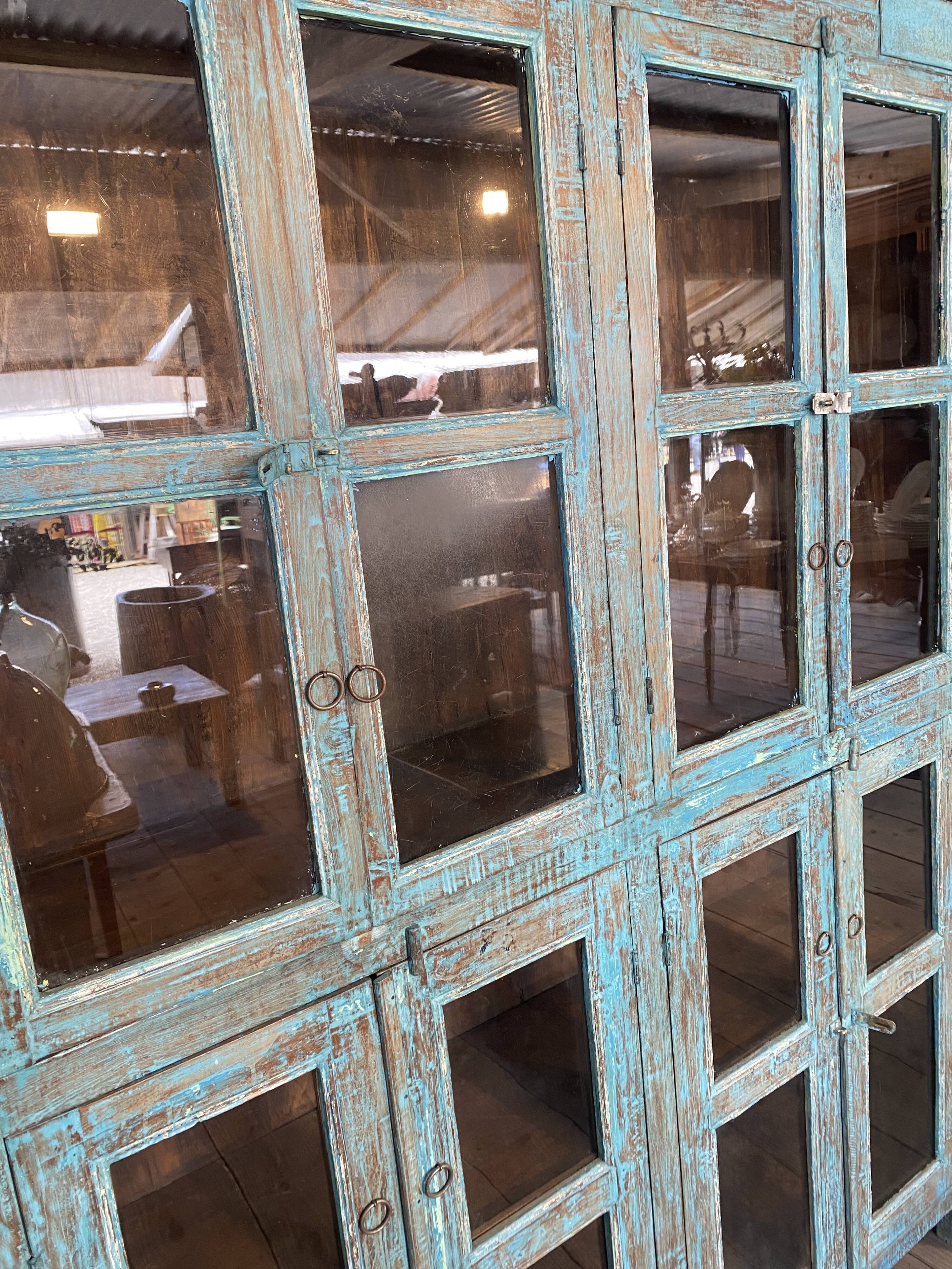 Glazed buffet in blue lacquered teak