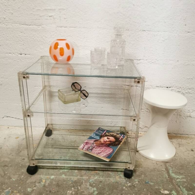 Vintage dessert table in plexiglas and glass