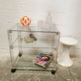 Desserte vintage en plexiglas et verre