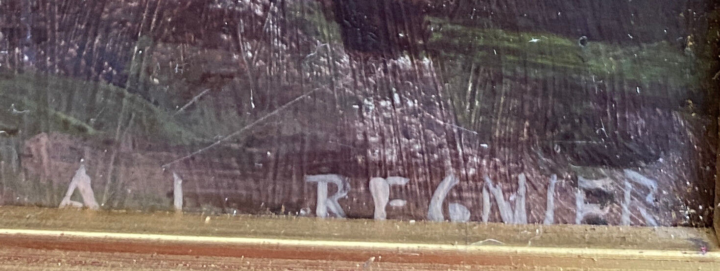 HSP painting "Garden corner" by Ludovic Regnier (1851-1930) student of Pils + frame