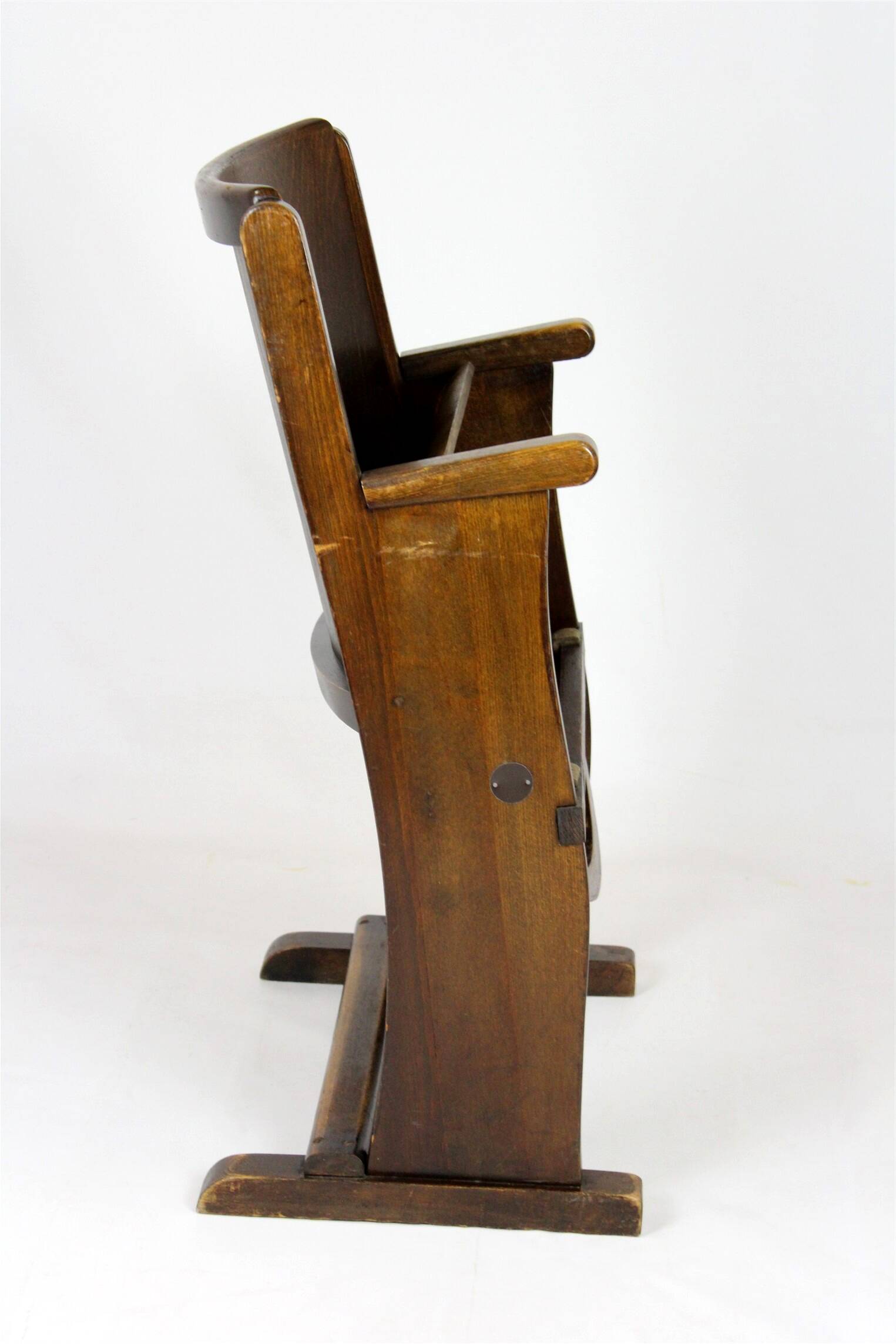 Vintage Cinema Chair TON (Thonet), 1940s Czech, Wooden Theatre Seat