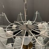 Large Polygon White Murano Glass Chandelier 1980’s