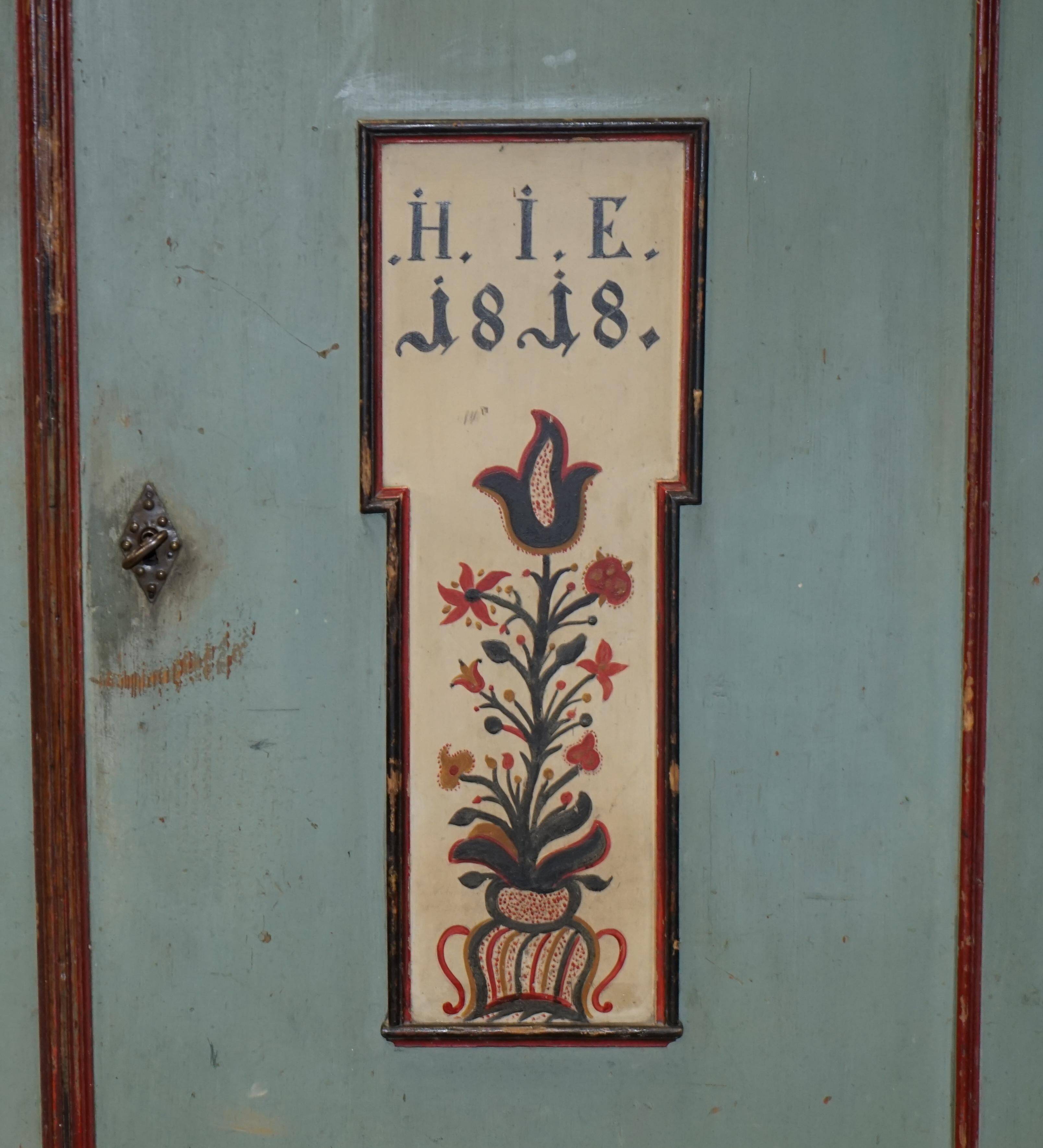 Antique German wedding armoire, hand-painted, 1818.