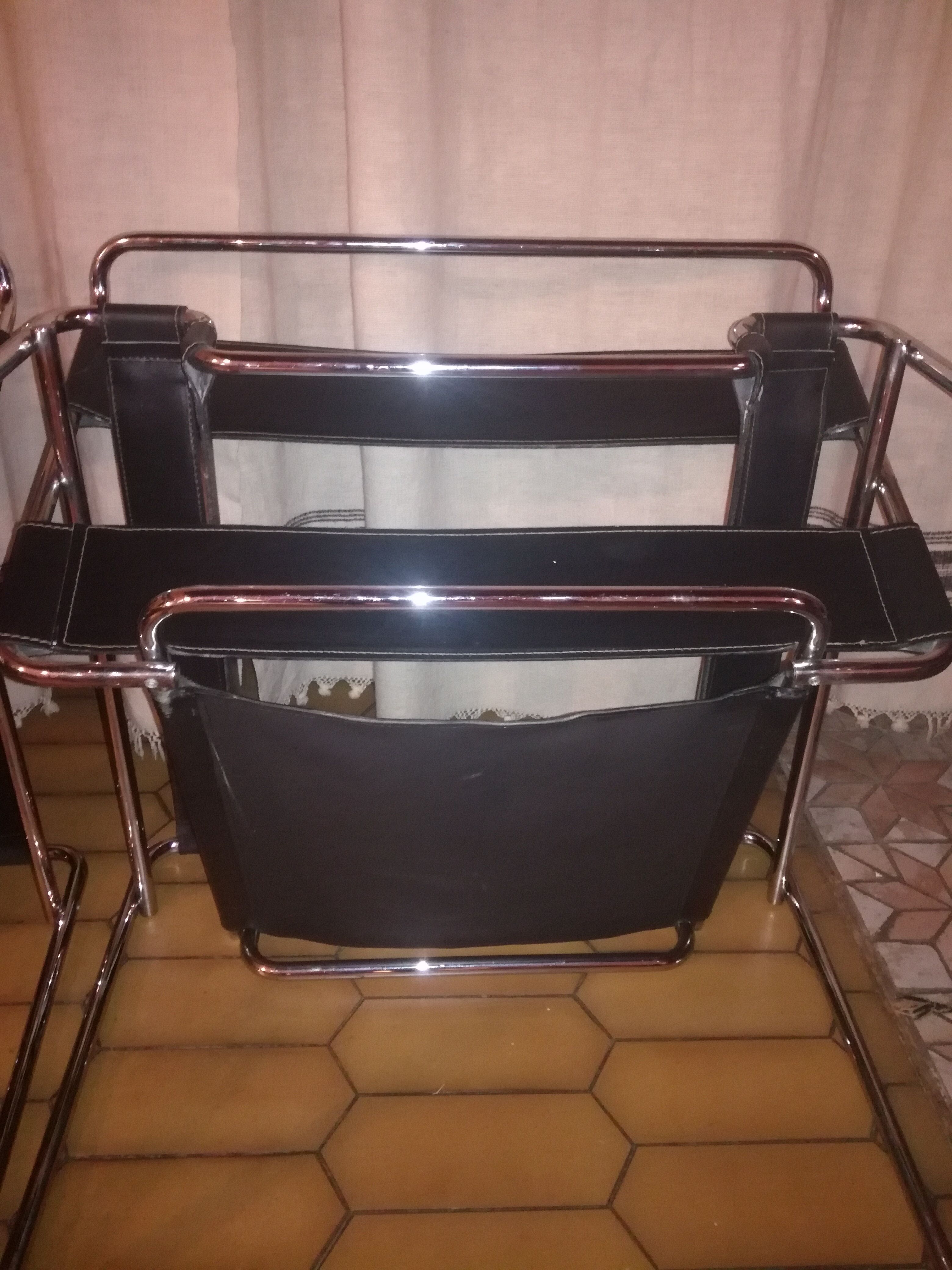 Pair of leather armchairs Breuer model B3