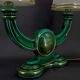 Paire de lampes en faïence verte et dorée, circa 1940