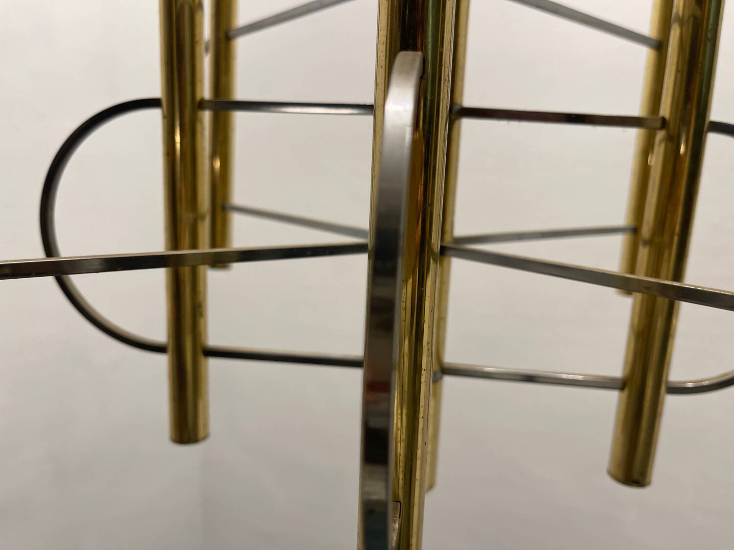 1970’s Architectural Brass Chrome Chandelier