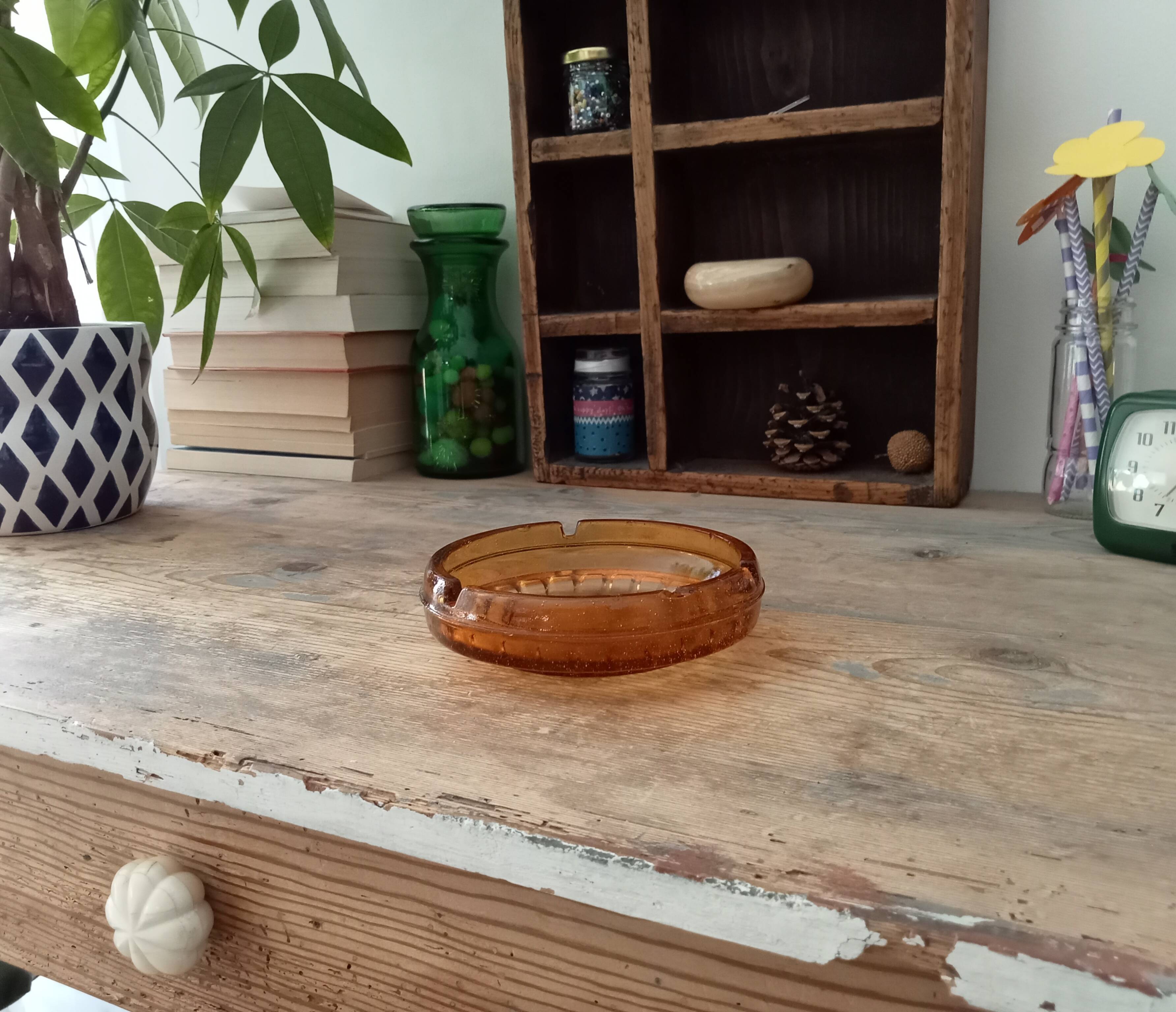 Vintage amber ashtray 60-70s