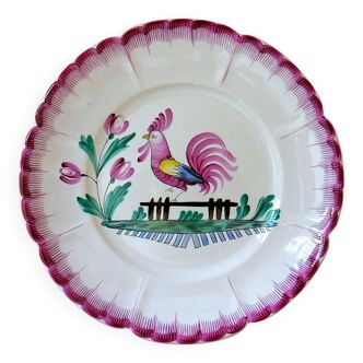 Strasbourg earthenware plate centered with a rooster