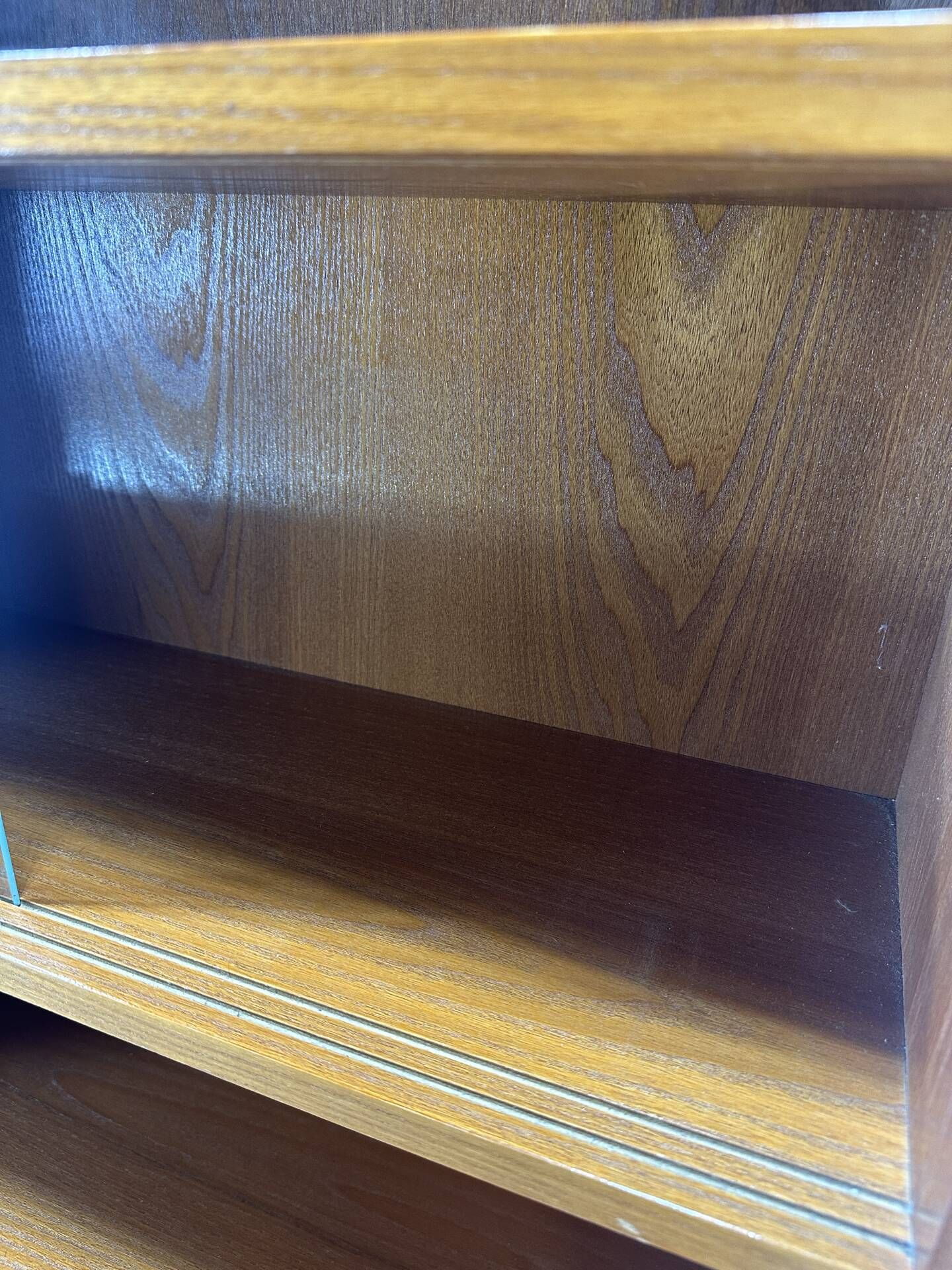 Pair of large vintage wooden display cabinets – 1960s/70s