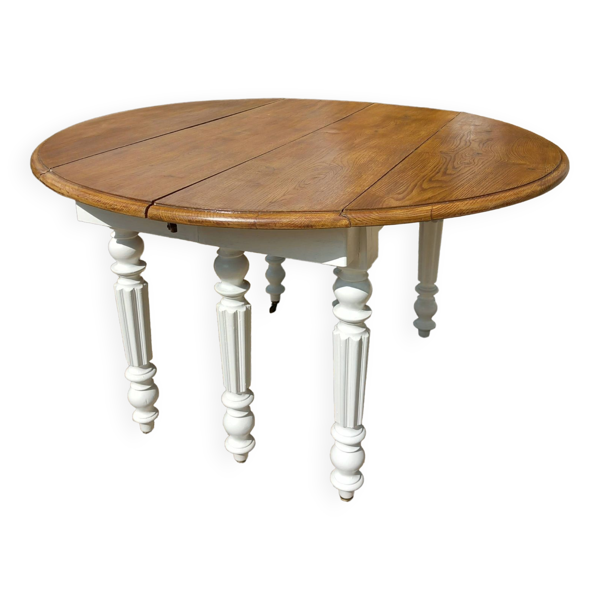 Antique solid wood table, round/oval extendable
