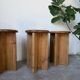 Set of 4 oak stools from the 1950s, constructivist style.