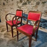 Pair of French Art Deco armchairs in beech, 1930s