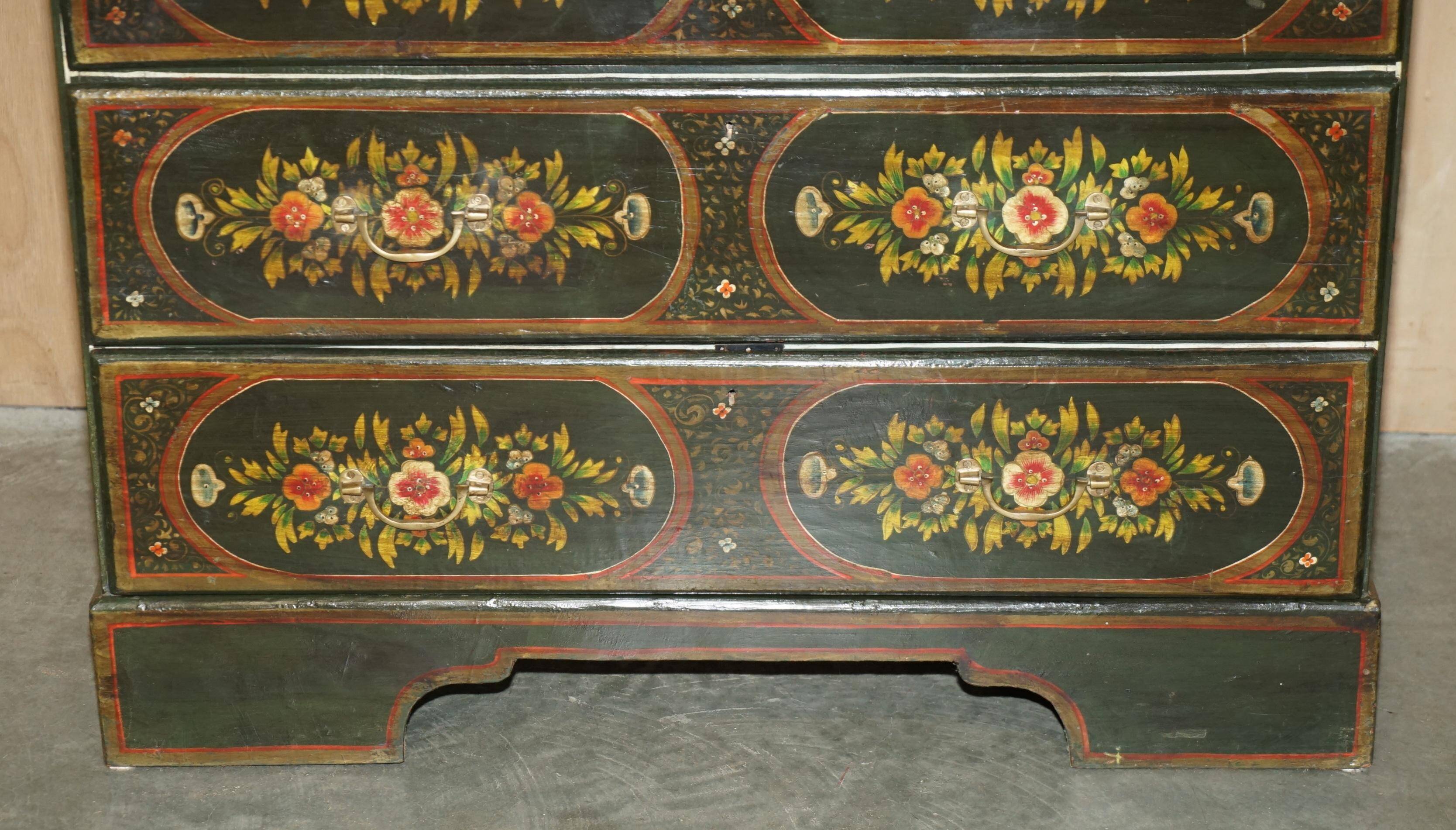 Antique Swedish commode hand-painted, two drawers out of three.