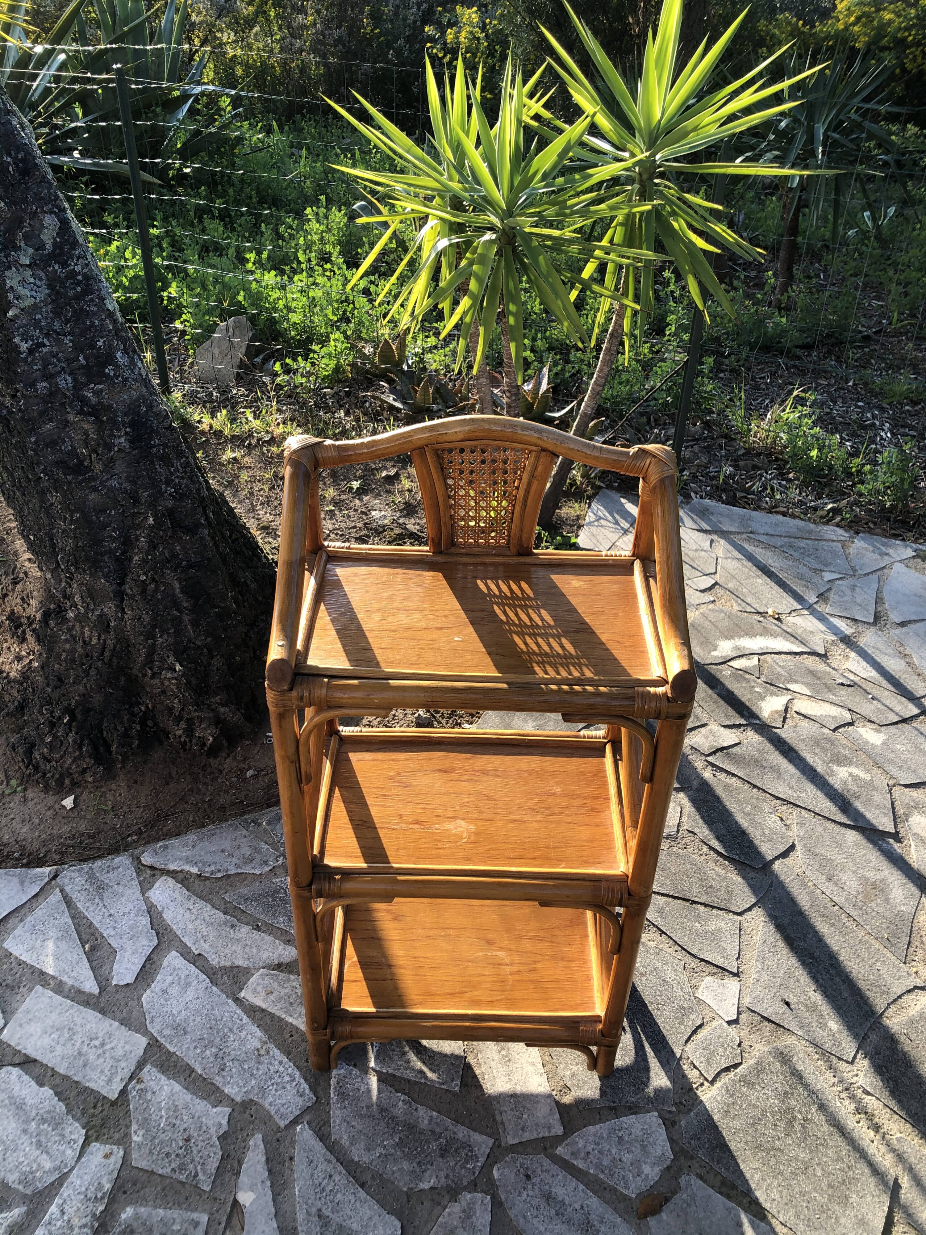 Rattan and bamboo shelf
