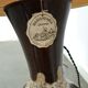 Brown ceramic lamp by Besigheimer Leuchten with illuminated base