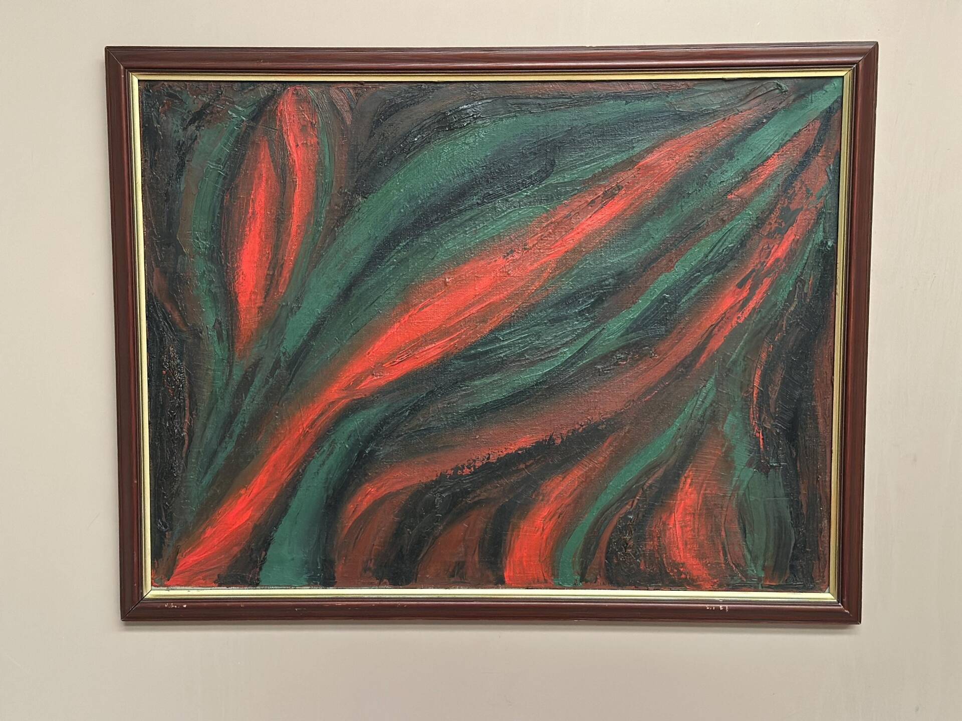 Original Swedish Oil on Canvas – Abstract Expressionist Composition – Vintage & Framed