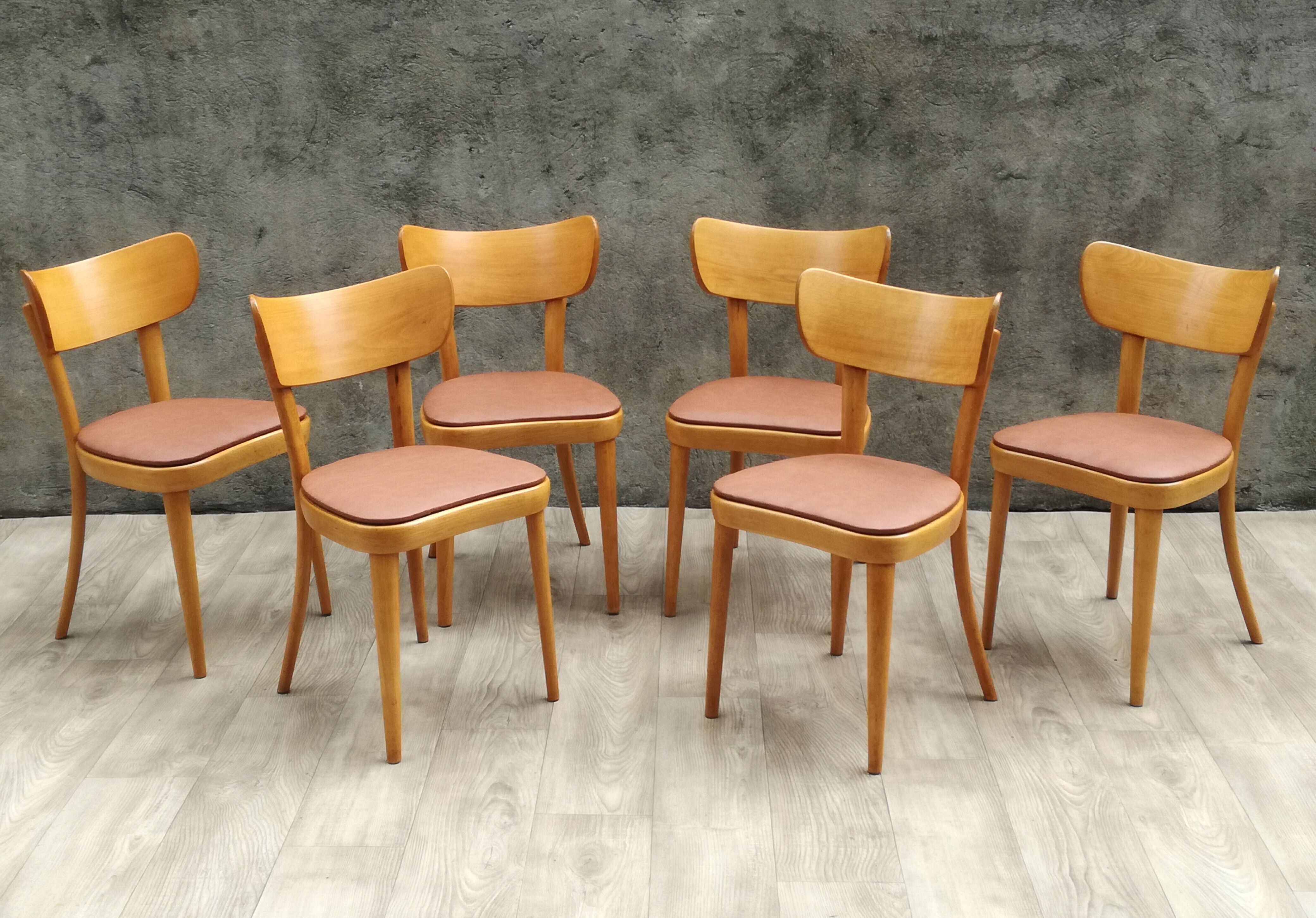 6 thonet chairs in blond wood