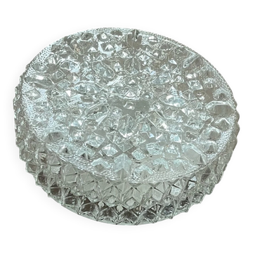 Vintage round wall light ceiling fixture transparent glass 1970s 1980s