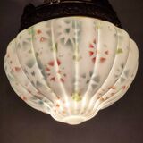 Lámpara de techo "Art Nouveau" de latón y cristal.  España, 1930s.