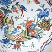 Assiette décorative oiseau et cornes d’abondance en céramique