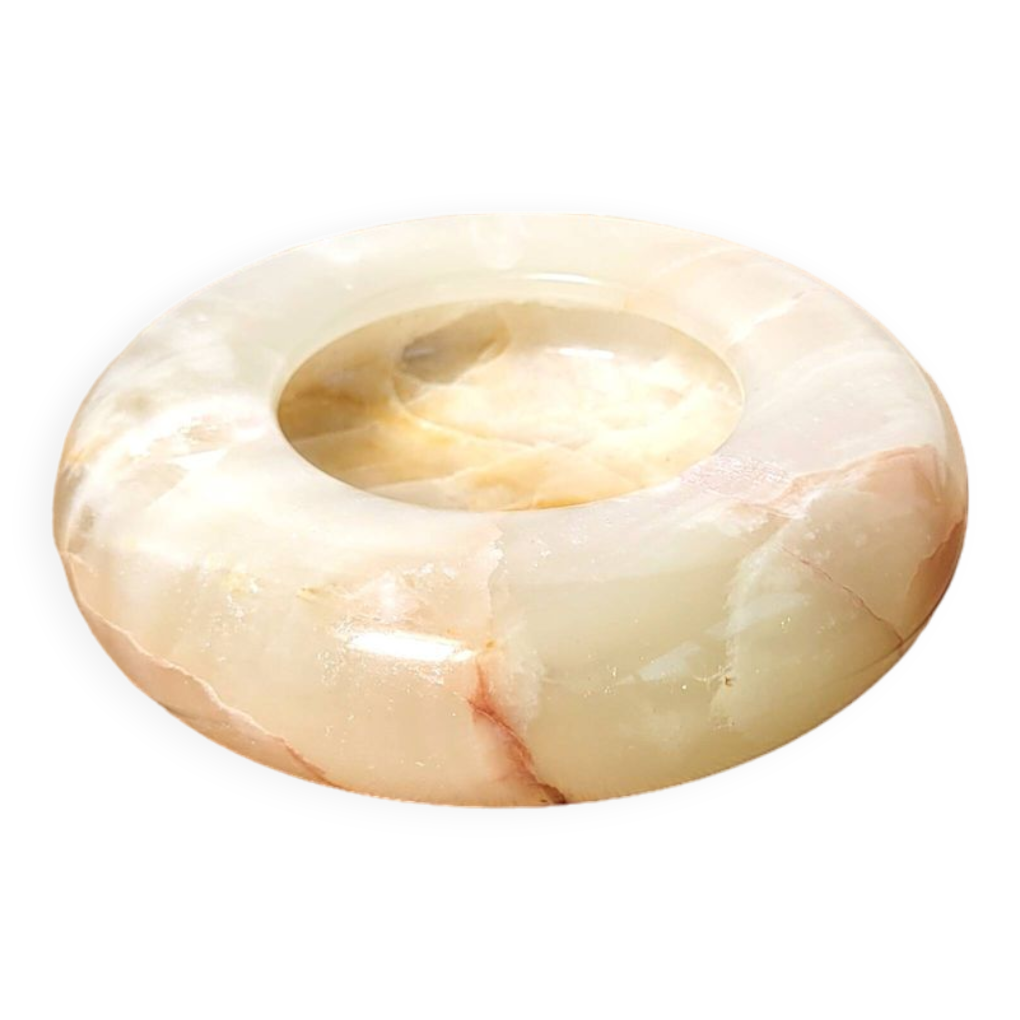 Ashtray or empty pocket in cream onyx stone