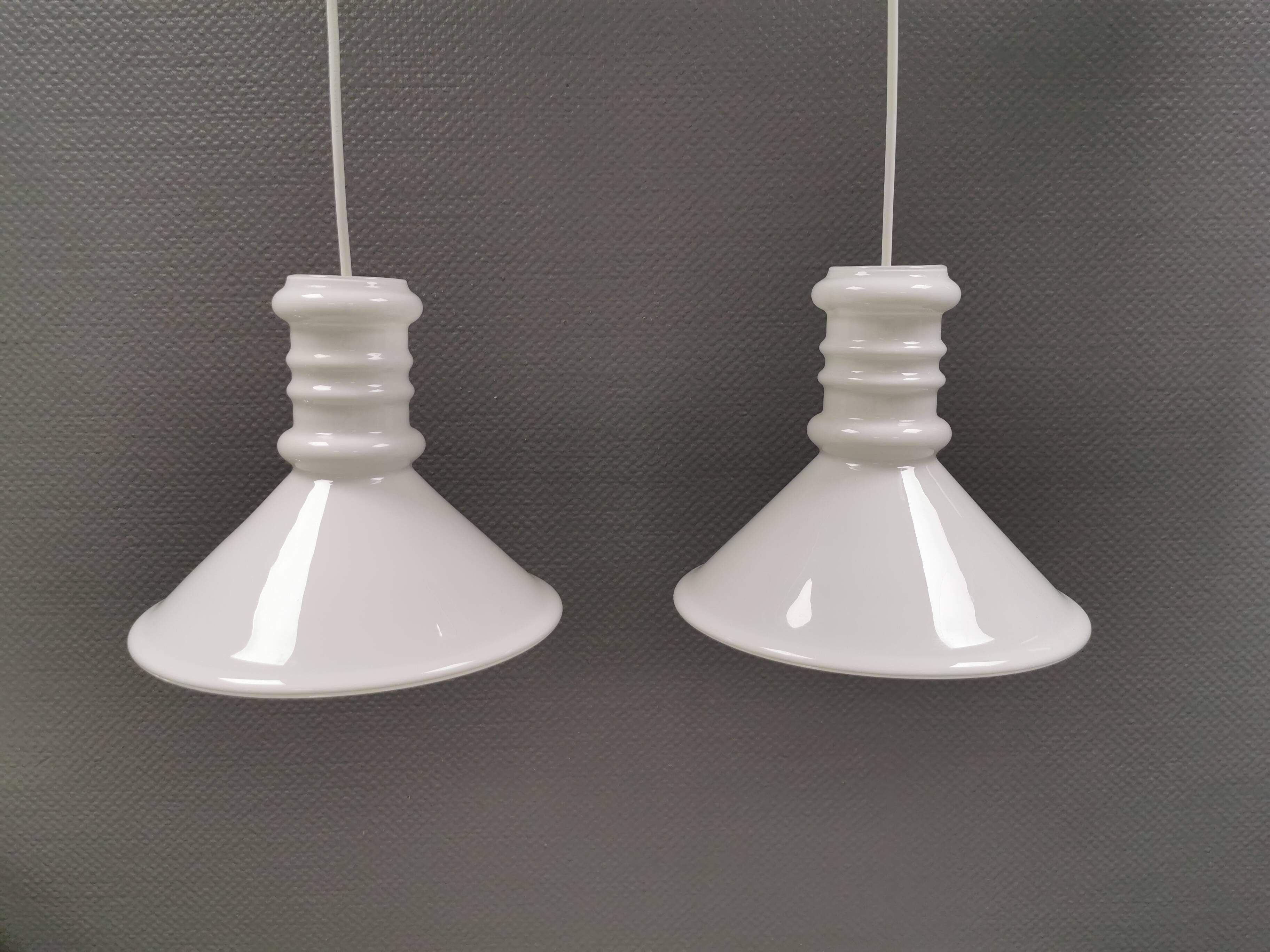 A pair of Sidse Werner pendant lamps, for Royal Copenhagen Denmark 1980s
