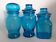 Set of blue glass jars
