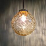 Amber bubble glass vintage pendant, 1970s