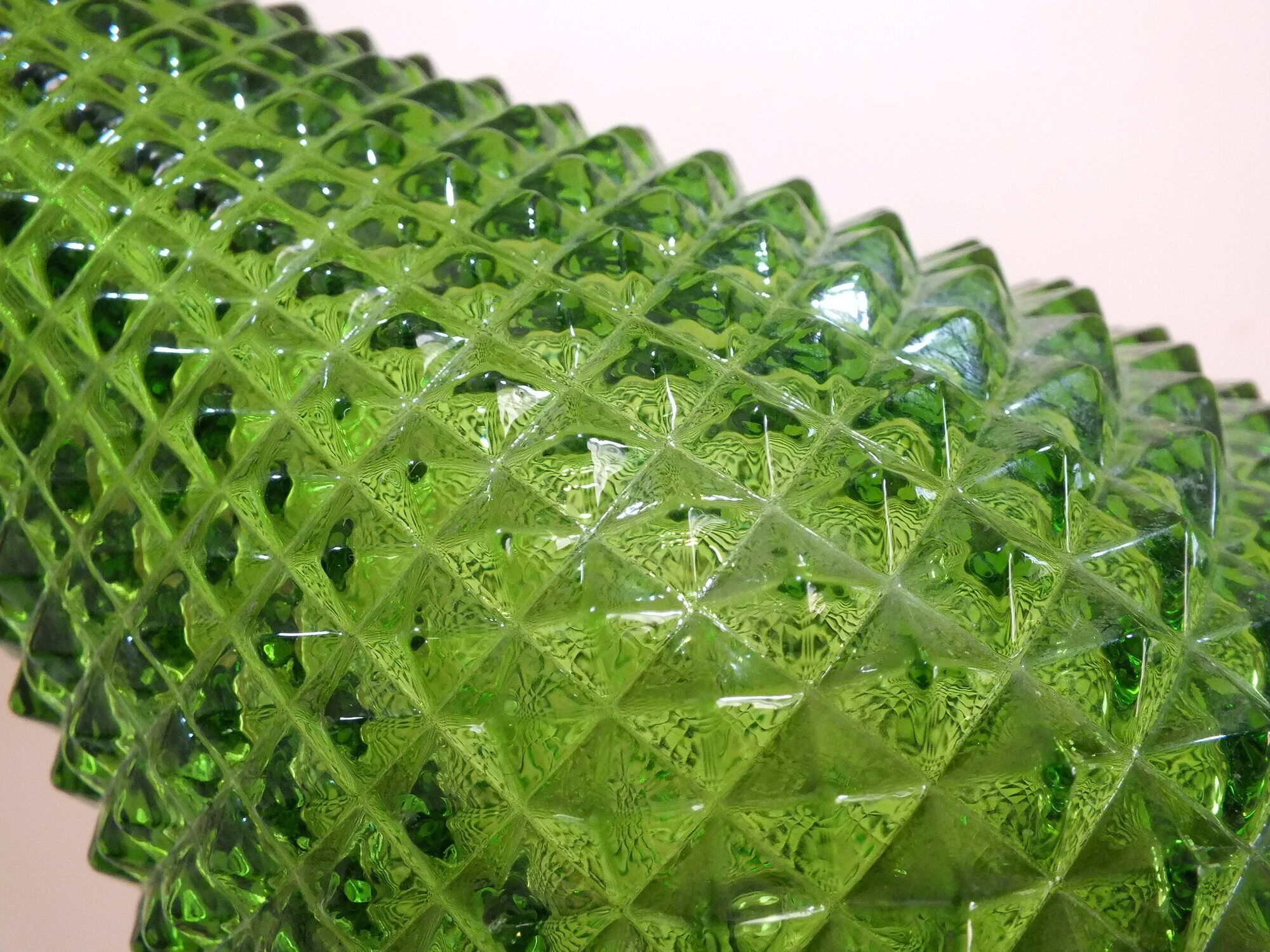 Empoli Italian glass bottle vase without cap, with diamond points