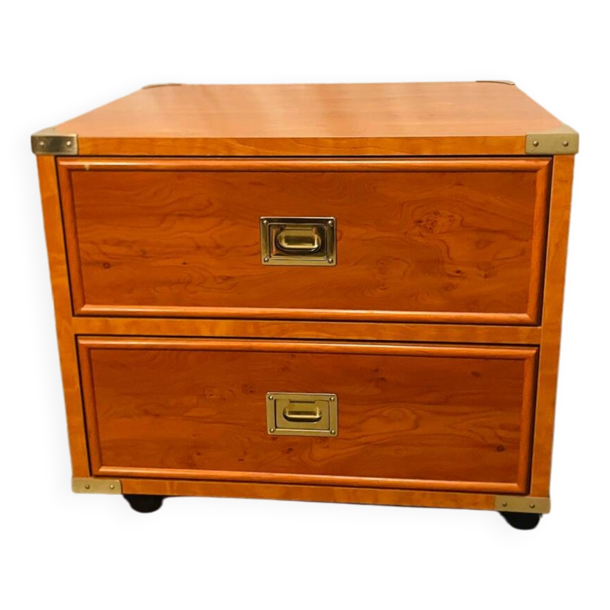 Gautier “Marine” bedside table in wood and brass, 1991