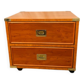 Table chevet « Marine » Gautier en bois et laiton, 1991