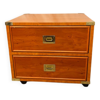 Table chevet « Marine » Gautier en bois et laiton, 1991