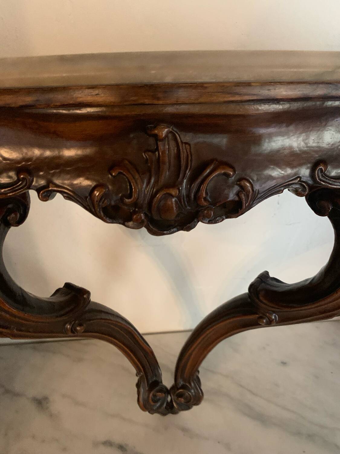 Wood and marble wall console
