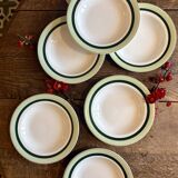 Set of 7 antique deep plates Salins - green Texas -