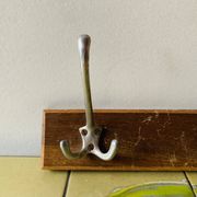 Vintage wooden wall coat rack - triple hook