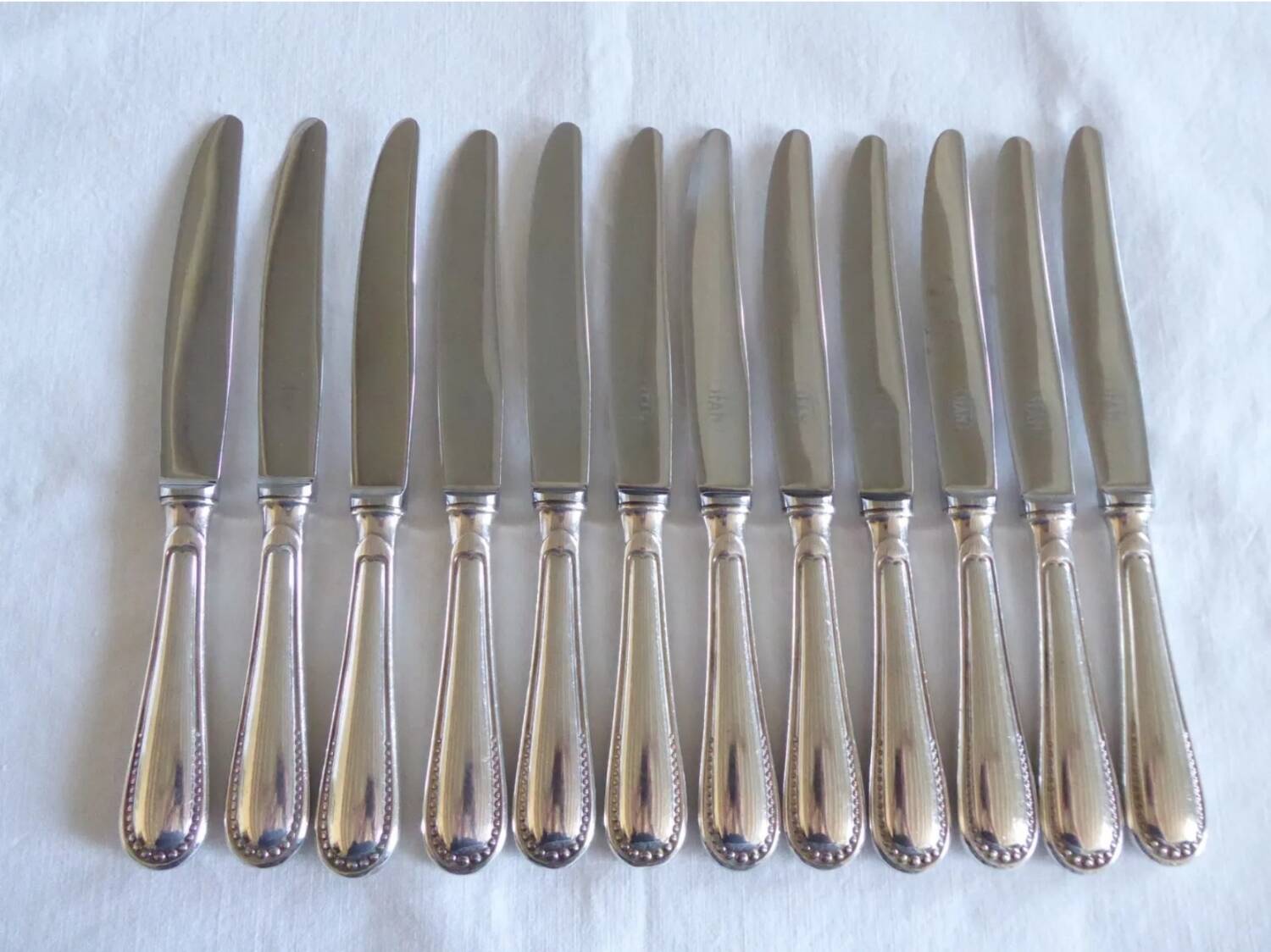 12 sfam dessert knives silver metal 21 cm