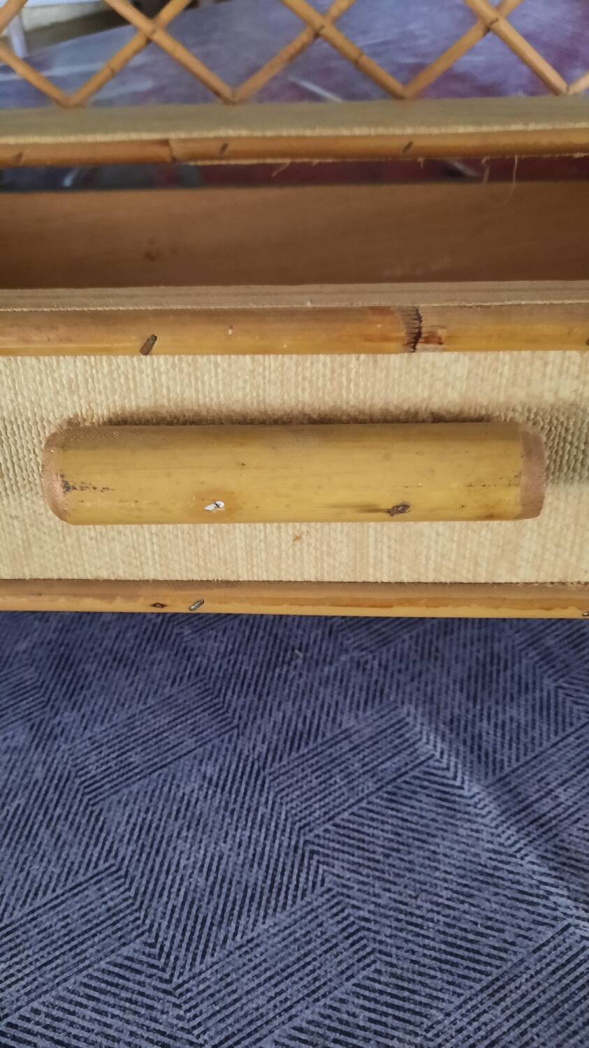 Rattan and bamboo wall shelf