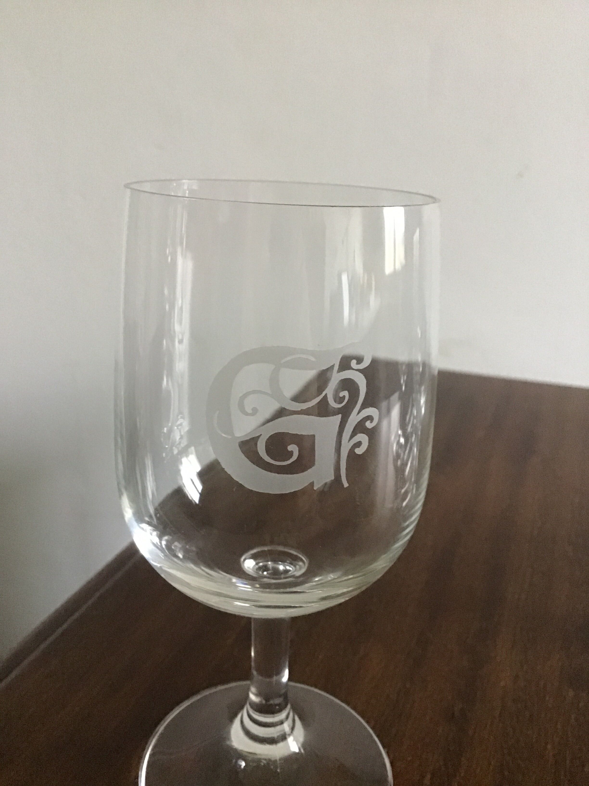 5 glasses old Crystal monograms