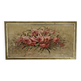 Oil painting on panel of a bouquet of roses signed by Paul Fauvelles 1943.
