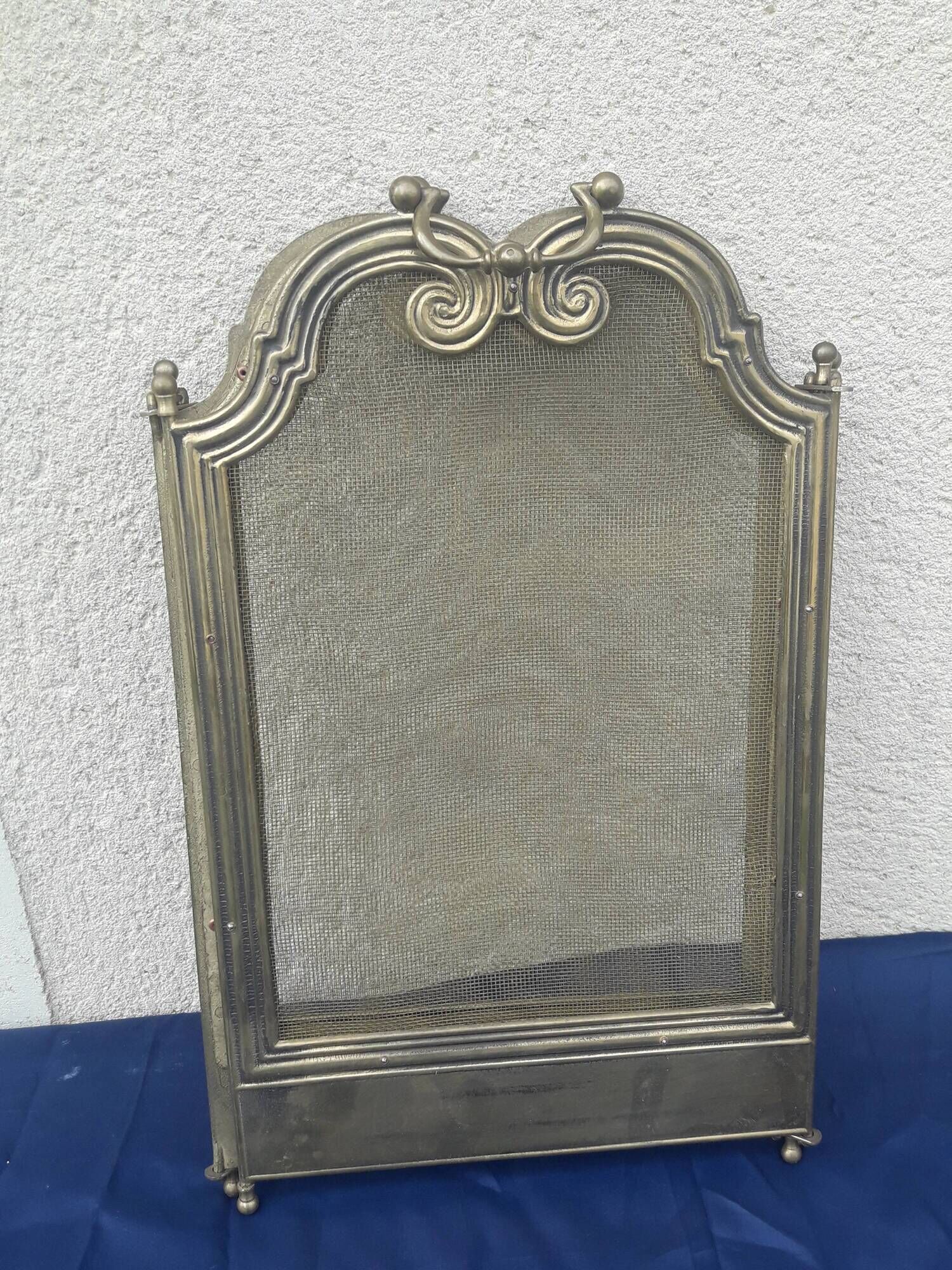 Pare feu en laiton grillagé 3 volets accessoire cheminée H 62 cm