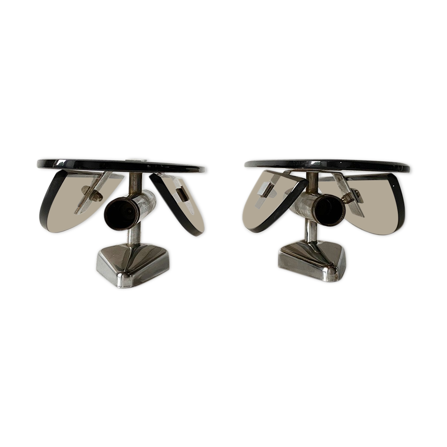 Pair wall light smoked glass Veca