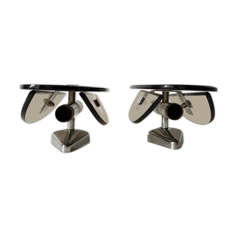Pair wall light smoked glass Veca