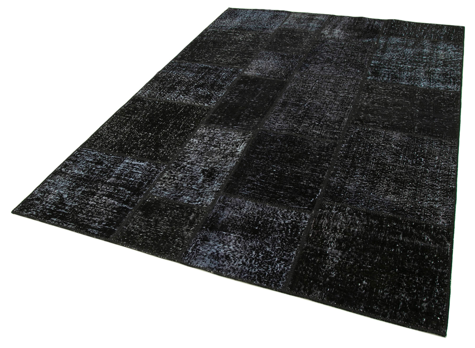 Handwoven anatolian contemporary 172 cm x 243 cm black patchwork carpet