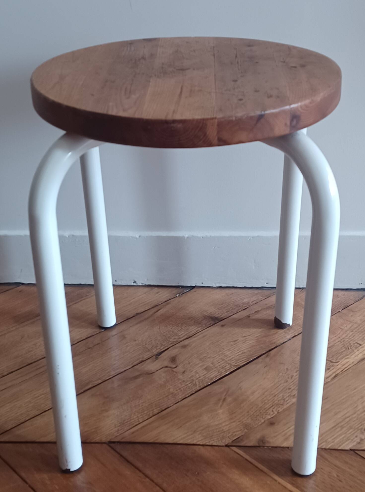 Tabouret en métal et bois, 1960-1970
