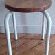 Tabouret en métal et bois, 1960-1970