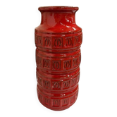 Vintage geometric red ceramic vase Scheurich WG