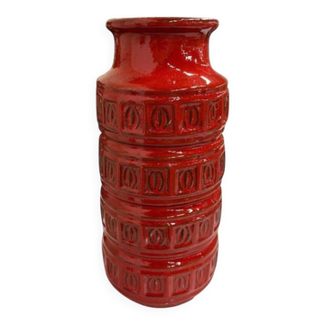 Vase Scheurich vintage géométrique rouge en céramique WG